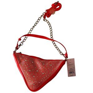 Wild Fable Coral Rhinestone Triangle Crossbody Bag Chain Adjustable Strap NWT